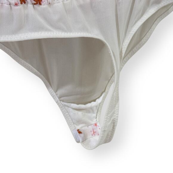 Free People Dessa Ivory Combo Thong Bodysuit Small Floral Print Boho Coquette - Picture 8 of 16